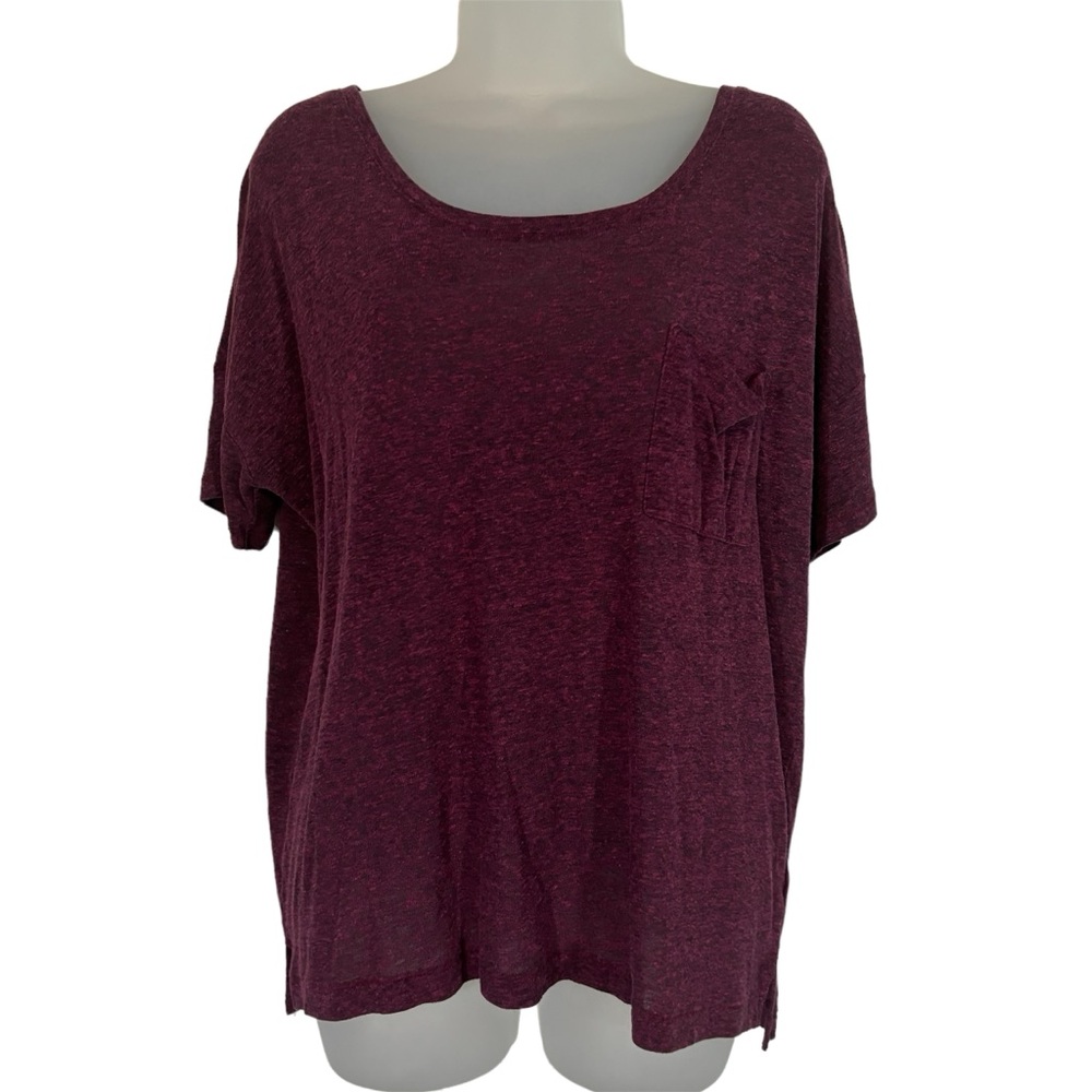 Old Navy Boyfriend Tee T-Shirt Maroon Heathered Pocket L